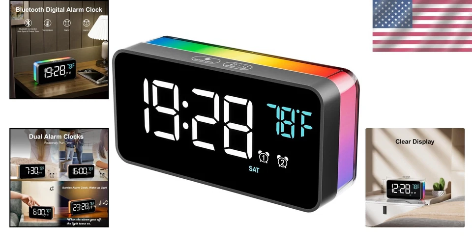 Modern Battery-Powered Alarm Clock with Dual Alarms & Adjustable Brightness - Image 2 of 4