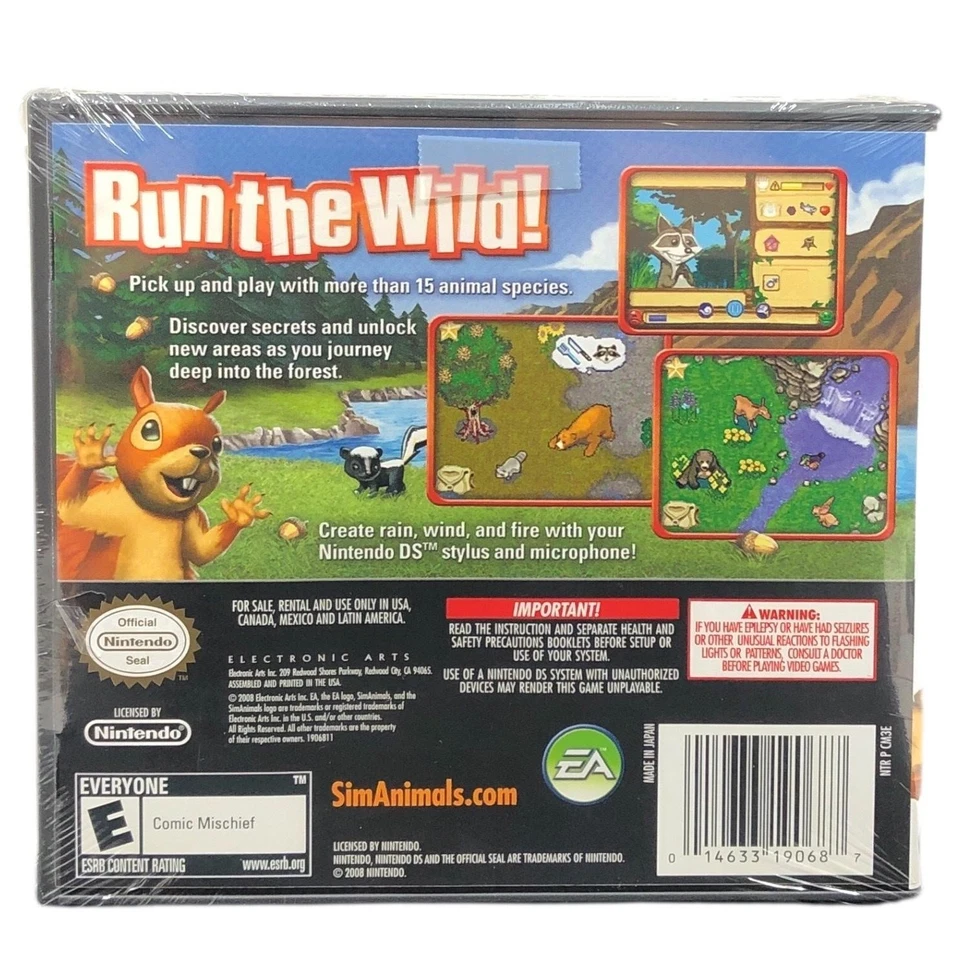 SimAnimals Nintendo DS Video Game New Sealed EA Run the Wild Forest Animals Kids - Image 2 of 3