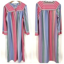 Vintage Women's Appel Striped Nightgown Robe Housecoat Size L