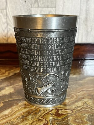 Vintage Frieling Zinn Pewter Cup German Drinking Song 4 3/8