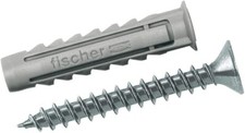 400 x Fischer 70022 SX Expansion Wall Plugs with Rim and Screws 8x40 mm