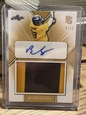 2021 LEAF PERFECT GAME GOLD BLAKE GUERIN RC ROOKIE PATCH AUTO LOGO # 9/12