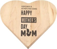 Heartfelt Mother's Day Gift:Customized Heart-Shaped Wooden Cutting Board 12"x12"