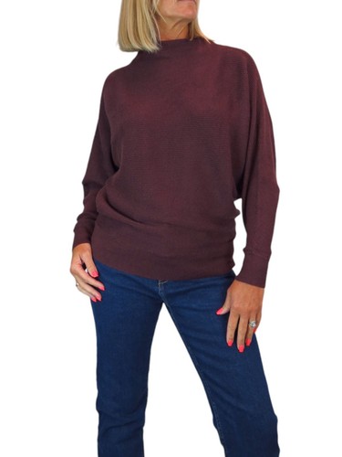 Ladies Rib Turtle Neck Batwing Jumper Soft Knit Long Sleeve Pullover Top 6 - 10 - Picture 3 of 33