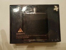 Axxents Metal Flask With Genuine Leather Case...
