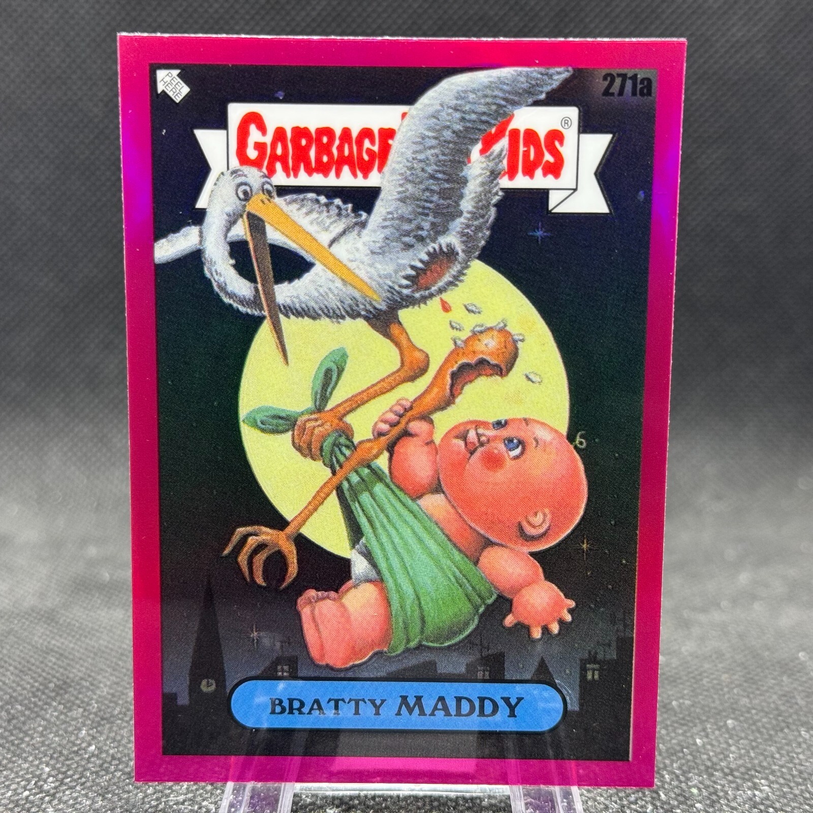 2024 Topps Garbage Pail Kids Chrome Magenta Refractor #271a Bratty Maddy front