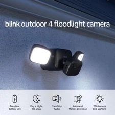 Blink - Outdoor 4 Battery-Powered 1080p Security Camera with Floodlight - Black
