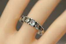 925 Sterling Silver Size 10.25 Light Blue CZ Five Stone Ring 3.2 Grams RIN8872 