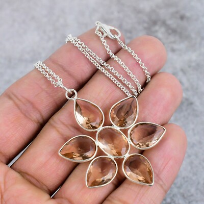 Morganite Gemstone Handmade 925 Sterling Silver Jewelry Pendant Sz 2.5 | UK