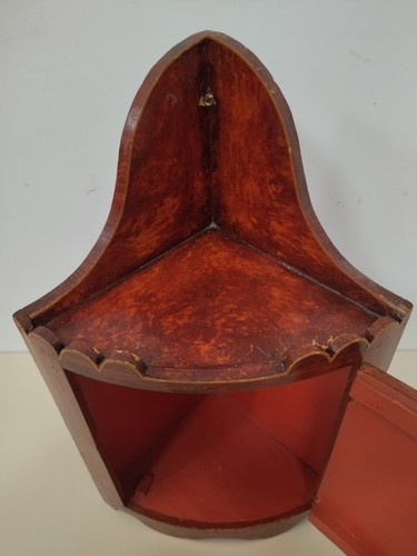 Piccola angoliera laccata / dipinta pensile o da appoggio stile tirolese '900 - Foto 10 di 14