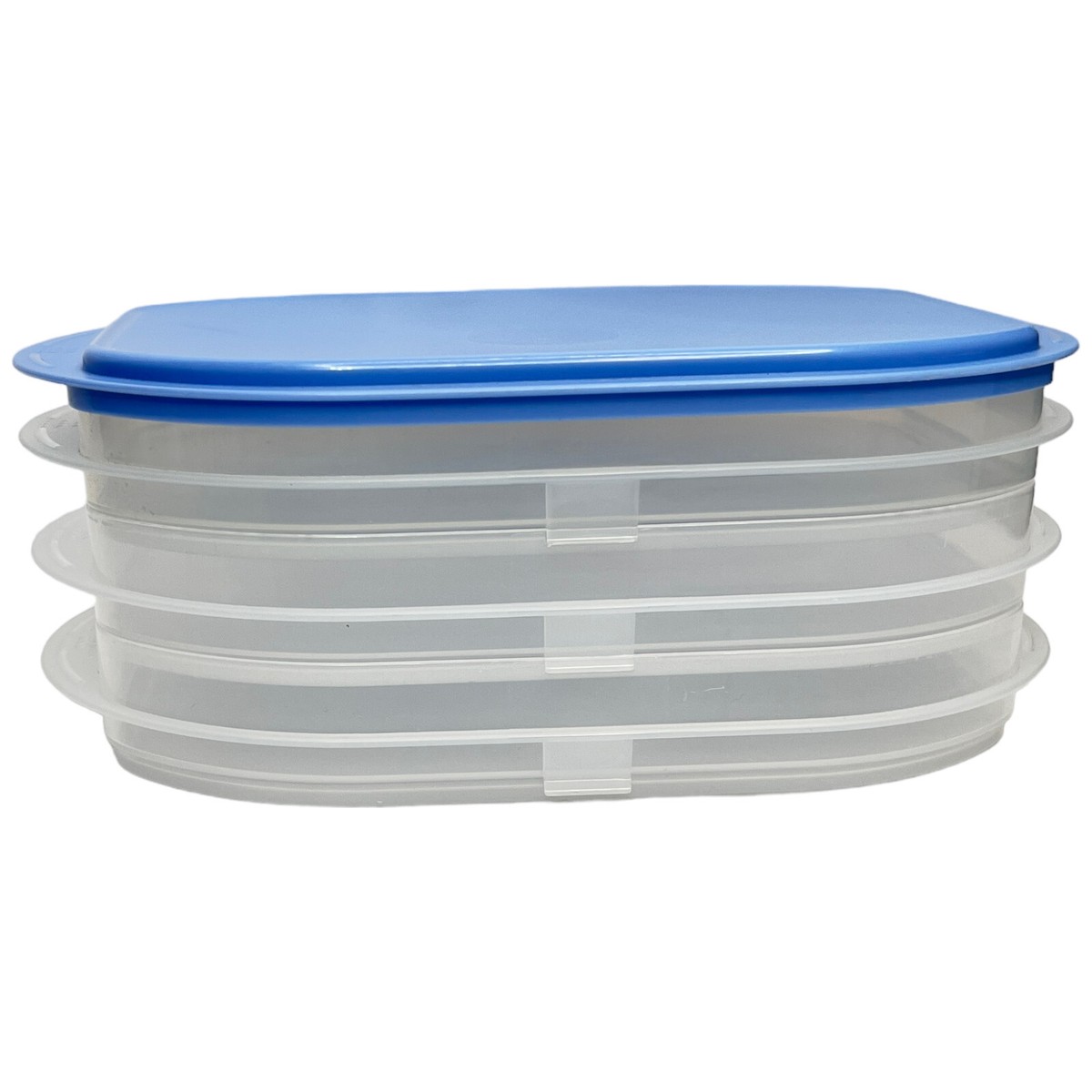 Tupperware Triple Fridge Stackable Container Set - Sheer/Blue