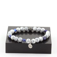 Steine Und MinéRaux. Armband Aus Lapislazuli Pakistan + Perlen Howlith 8 Mm. F