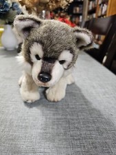 Demdaco Plush Grey Wolf Siberian Husky Puppy Dog Stuffed Animal 12" Cute Huggabl