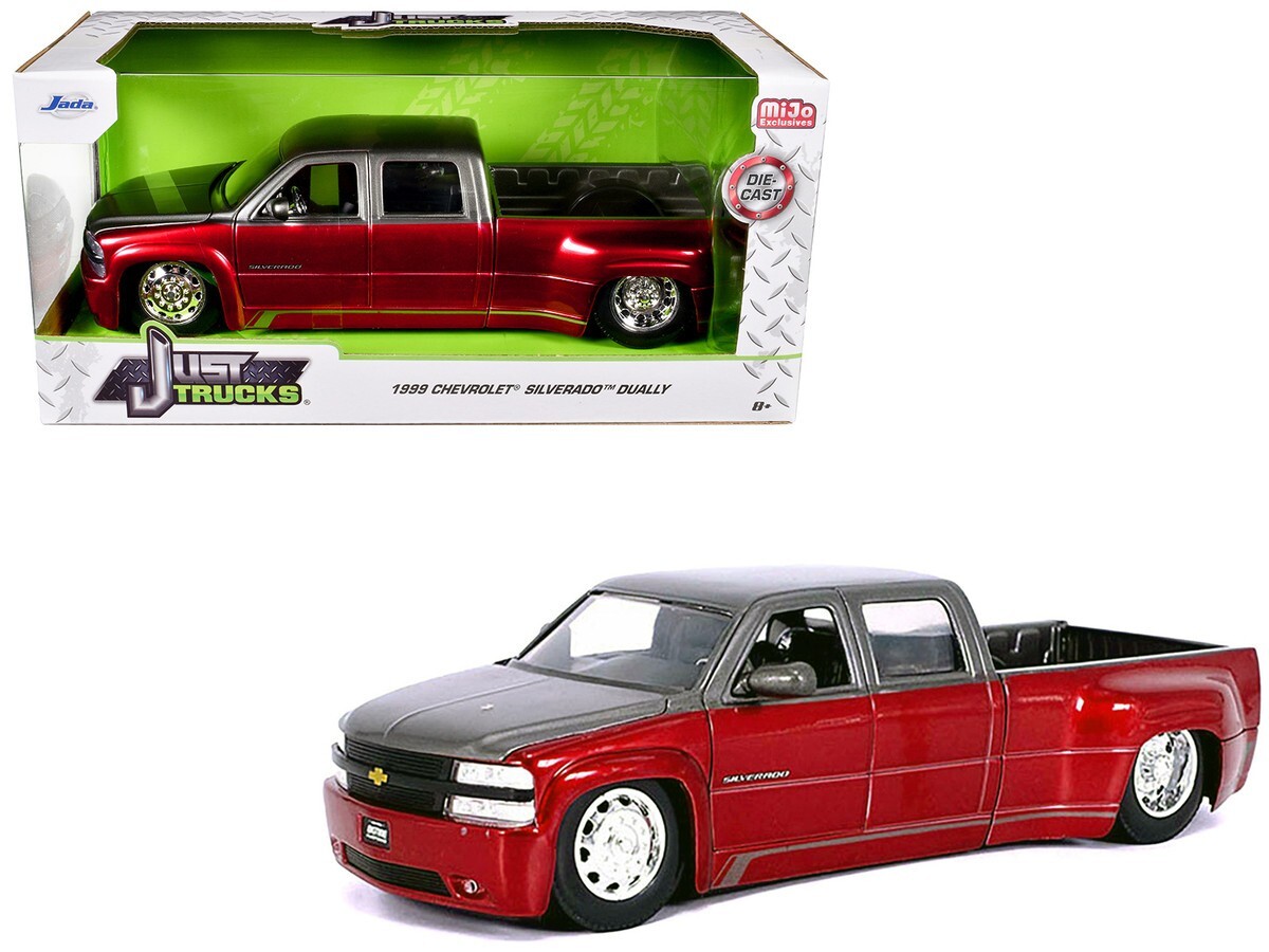 Jada 1999 Chevrolet Silverado Dually Pickup Red & Gray 1/24