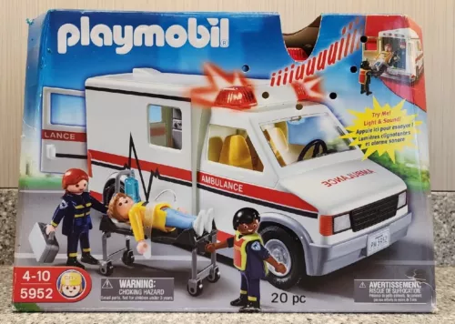 Playmobil Ambulance 5952 20 Pc Light Sound 2010 Geobra Sealed 