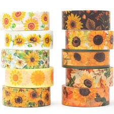 Sunflower Washi Tape Set Masking Decorative Tape Sun Flowers Craft Supplies