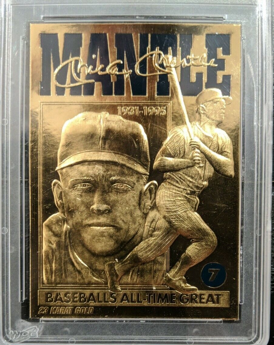 1996 Stadium Club Mantle #MM2 Mickey Mantle with Game-Used Baseball Bat  (BCCG 10)