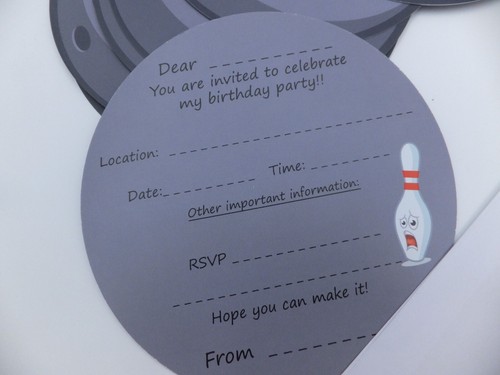 Bowling Ball Game Sport Invitation Birthday Party Cards 12 Cards & Envelopes - Picture 3 of 5