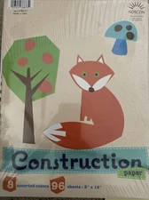 Norcom Construction Paper, 9" x 12", 96 Sheets White
