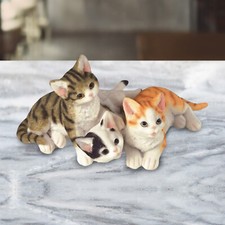 3.5" H Lying Wabansia Tuxedo and Tabby Cats Figurine Room Decor