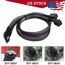 Slim Mini SAS SFF-8654 8i 4.0 to 2X SAS SFF-8643 Server Connection Cable 50cm
