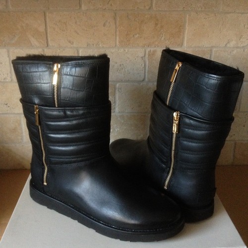 UGG AVIVA EMBOSSED CROCODILE BLACK 