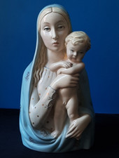 LENCI MADONNA BAMBINO GESU' ARTE SACRA VERGIN MARY RELIC CERAMICA VINTAGE