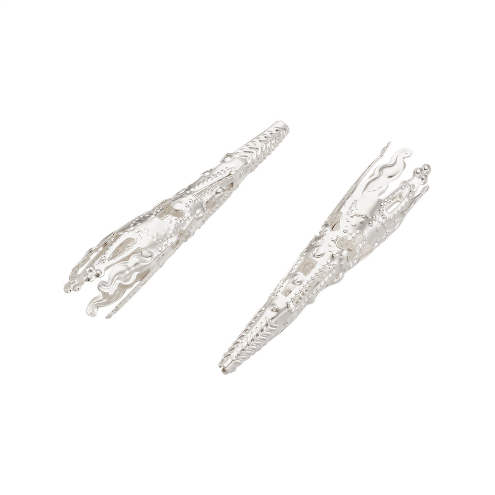 50 Pcs Silver Color Iron Bead Cones Crafts For Jewelry Making 8x41mm