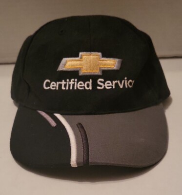 Chevy Hat Gold Logo Certified Service Adjustable Black Cap (style #4178) OSFA