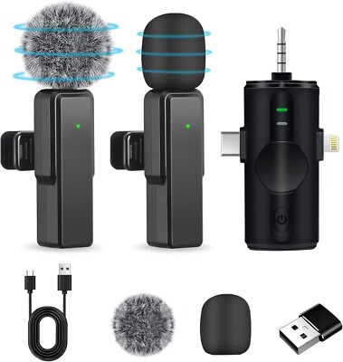 Lavalier Mikrofon Wireless 4 in 1 Ansteckmikrofon Kabellos Mini Mikrofon C238