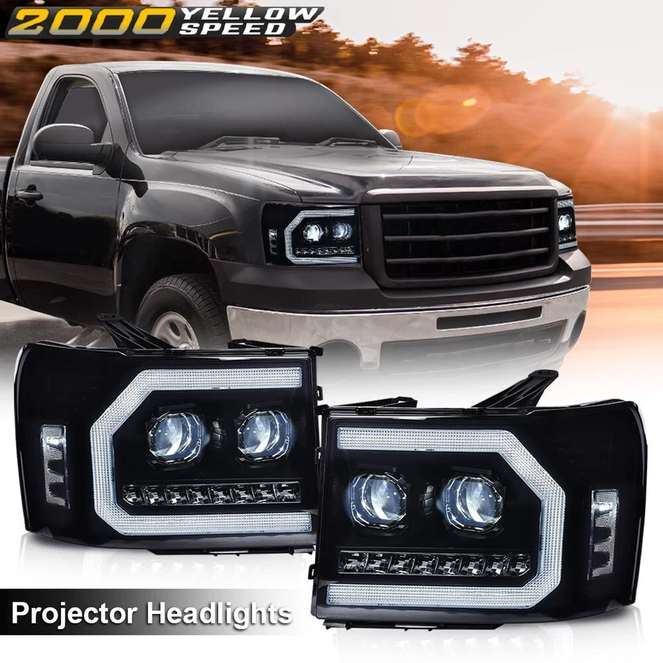 Smoke Lens Dual Projector LED Headlights Fit For 07-14 GMC Sierra 1500 2500 3500 - Image 4 of 4