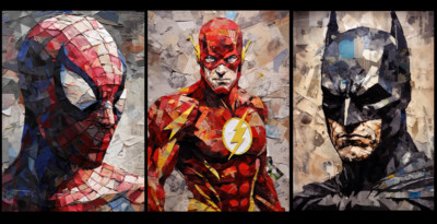 A3 3er Set Spiderman The Flash Batman Poster Druck Wandkunst Wohnkultur Kinder