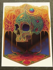 Colorful Skull with Planetary Orbs and Dripping Design Poster 18x24in