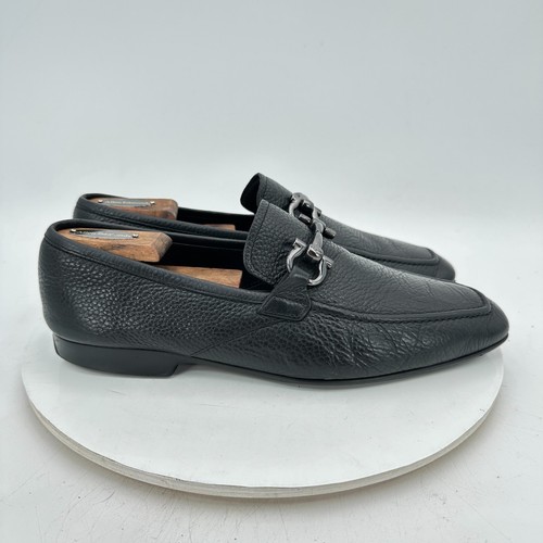 Salvatore Ferragamo Men Size 8.5 2E Black Leather Horsebit Loafer Dress Shoes - Picture 4 of 11