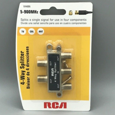 RCA 4-Way Signal Coaxial Splitter VH49N - TV VCR CBL ANT - New in Packaging