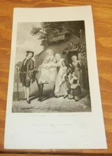 c1850 Antique Print//FAMILY WITH BABY