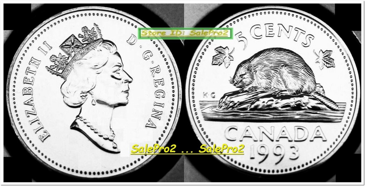 CANADA 1993 CANADIAN BEAVER NICKEL QUEEN ELIZABETH OUT OF ROLL 5
