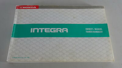 Betriebsanleitung / Owner' s Manual / Handbook Honda Integra Typ AV Stand 1987
