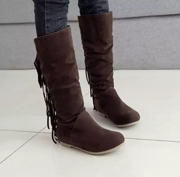 Flat calf length boots store