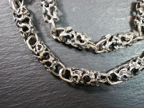 Starke 925 Silber Kette Brutalist Tracht Brutalist Lang Schwer Röhren - Bild 5 von 12