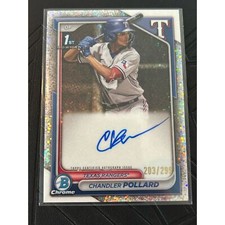 2024 Bowman Chrome Chandler Pollard Speckle Auto Texas Rangers CPA-CP #/299