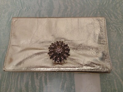 New Evening Bag Gold Clutch Purse Wallet Makeup Bag With Jewel accent