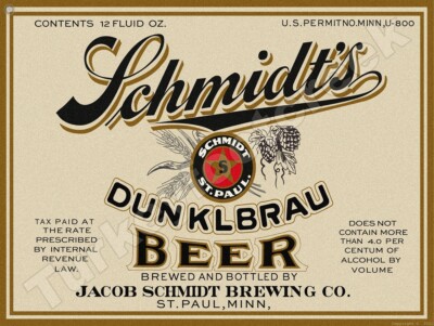 Schmidt's Dunklbrau Beer Label 9'' x 12'' Metal Sign