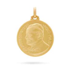 Double Sided 18K Yellow Gold St. John Paul II and Gospel Medal