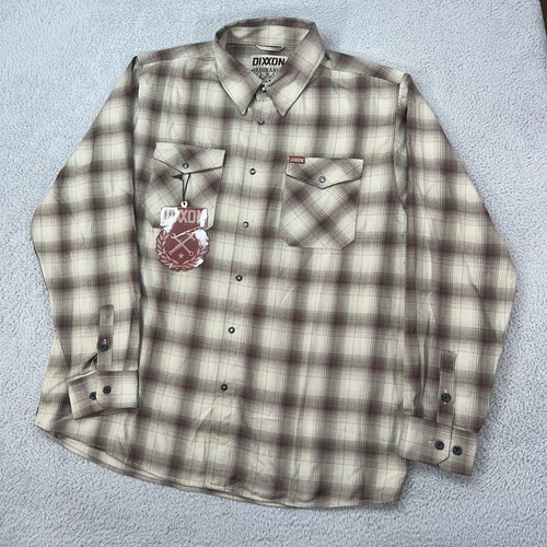 Dixxon Hemd Herren 2XL XXL beige braun kariert Knopf Druckknopf Verordnung Flanell