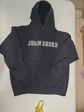 John Deere Hoodie Sweatshirt Black Camo Logo Size L CC42 