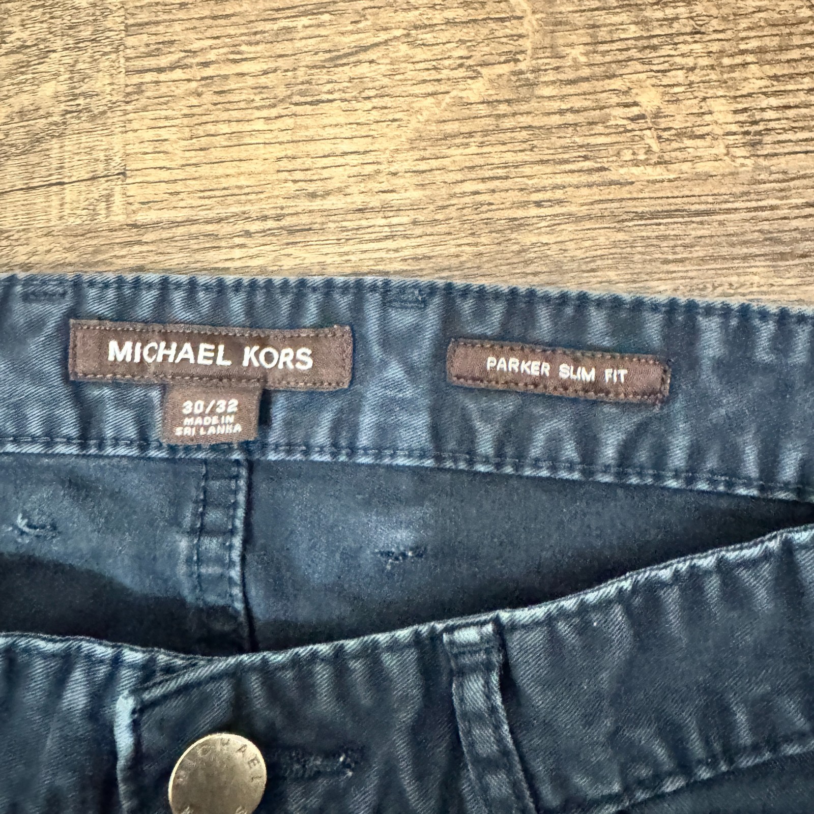 MICHAEL KORS NAVY BLUE 30X32 TAILORED FIT CLOTH TWILL STRETCH JEANS MEN'S thumbnail 3