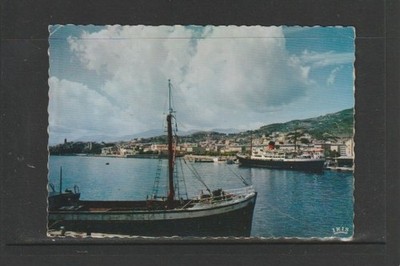 AK-Bastia-Schiffe und Boot-Korsika-siehe 2 Bilder-französische Karte mit Stempel-Aracho