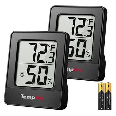 TempPro 2-Pack TP49BW Digital Hygrometer Thermometer Indoor Humidity Gauge Room