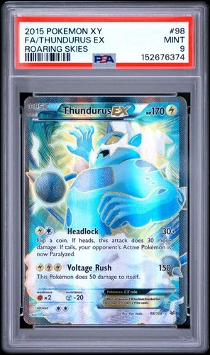 2015 POKEMON XY ROARING SKIES #98 FULL ART/THUNDURUS EX PSA 9 MINT